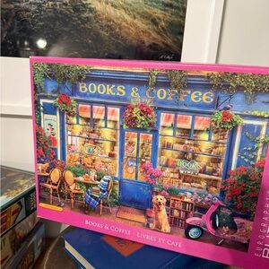 Books & Coffee Eurographics 1000 Piece Puzzle - Vibrant Blue and Pink